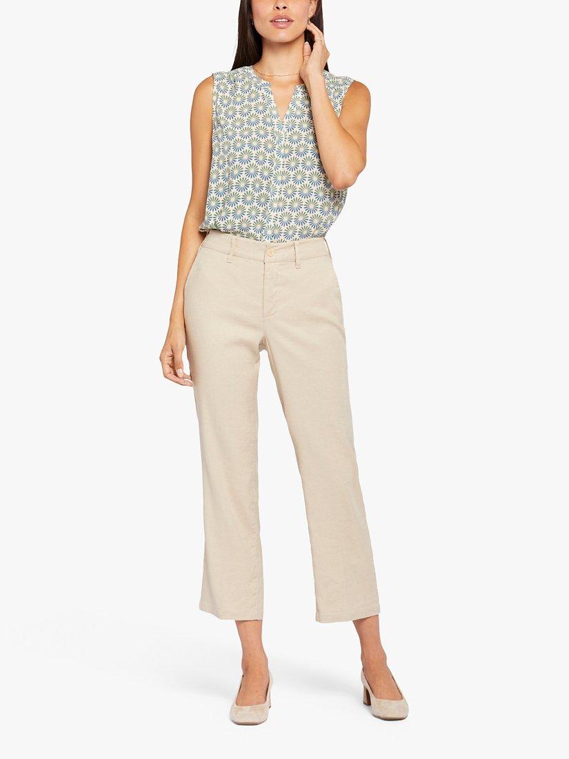NYDJ Straight Cut Linen Blend Trousers, Feather, 10