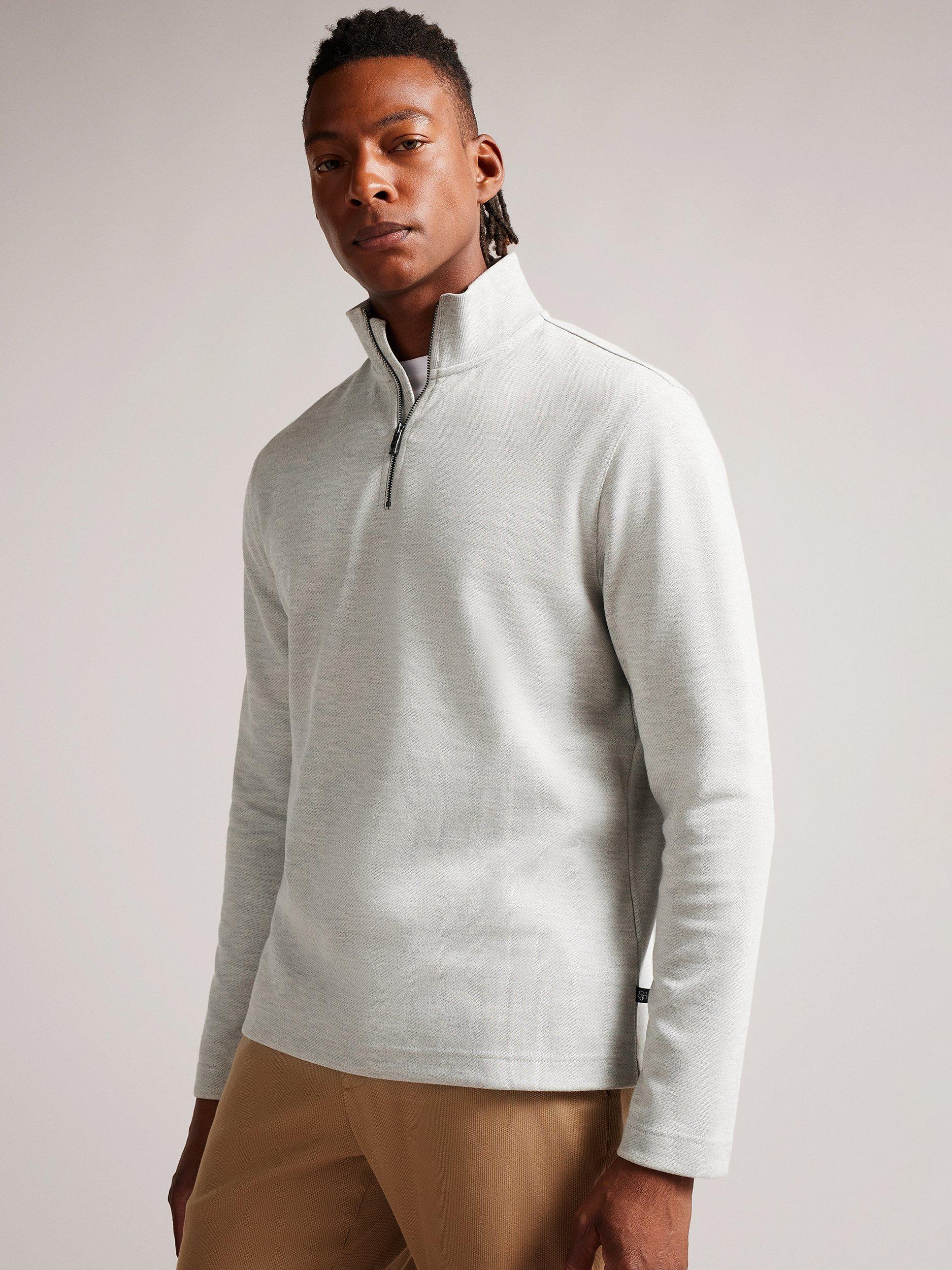 Ted Baker Morric Zip Neck Jumper, Light Grey
