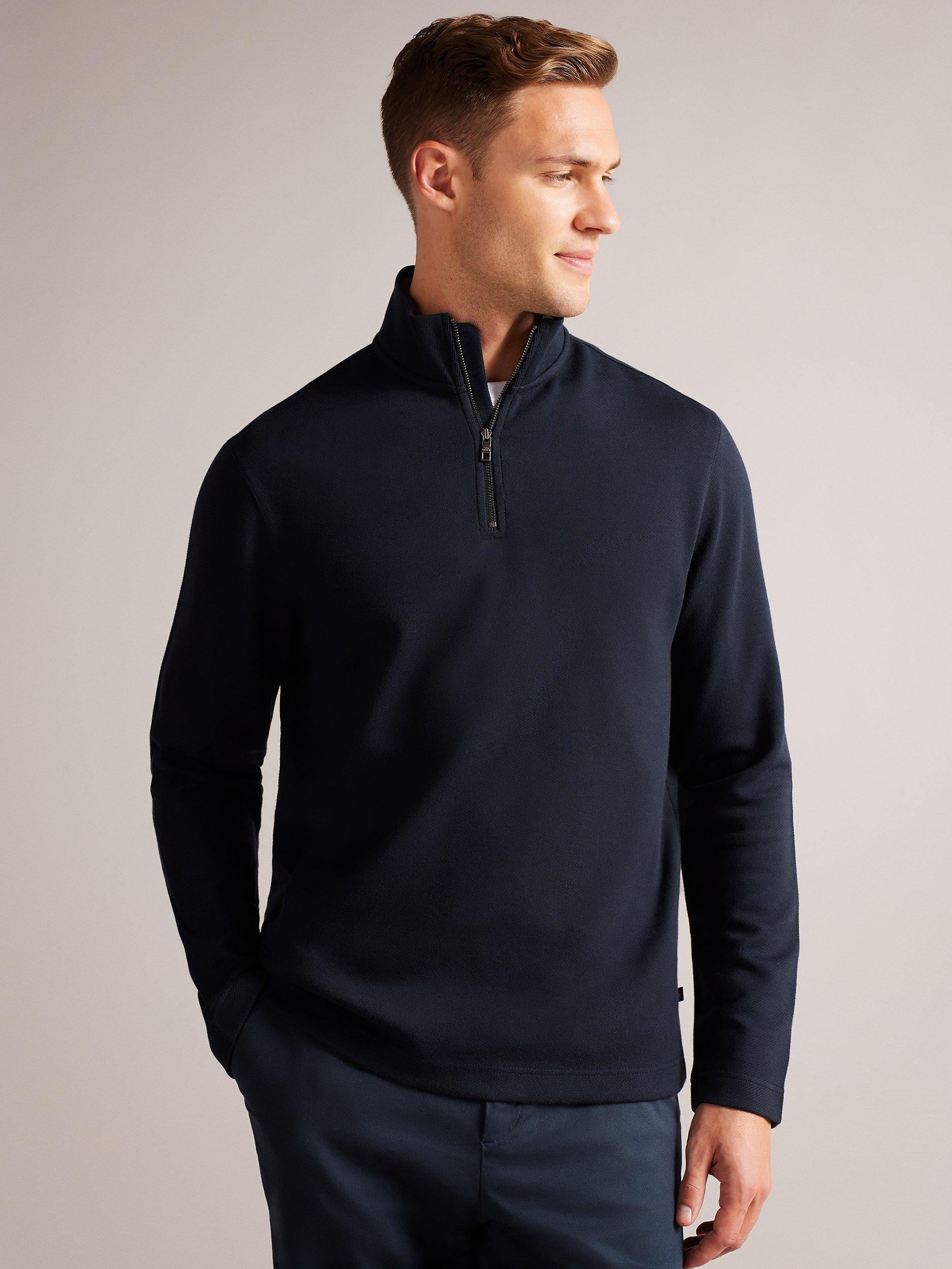 Ted Baker Morric Zip Neck Jumper, Navy