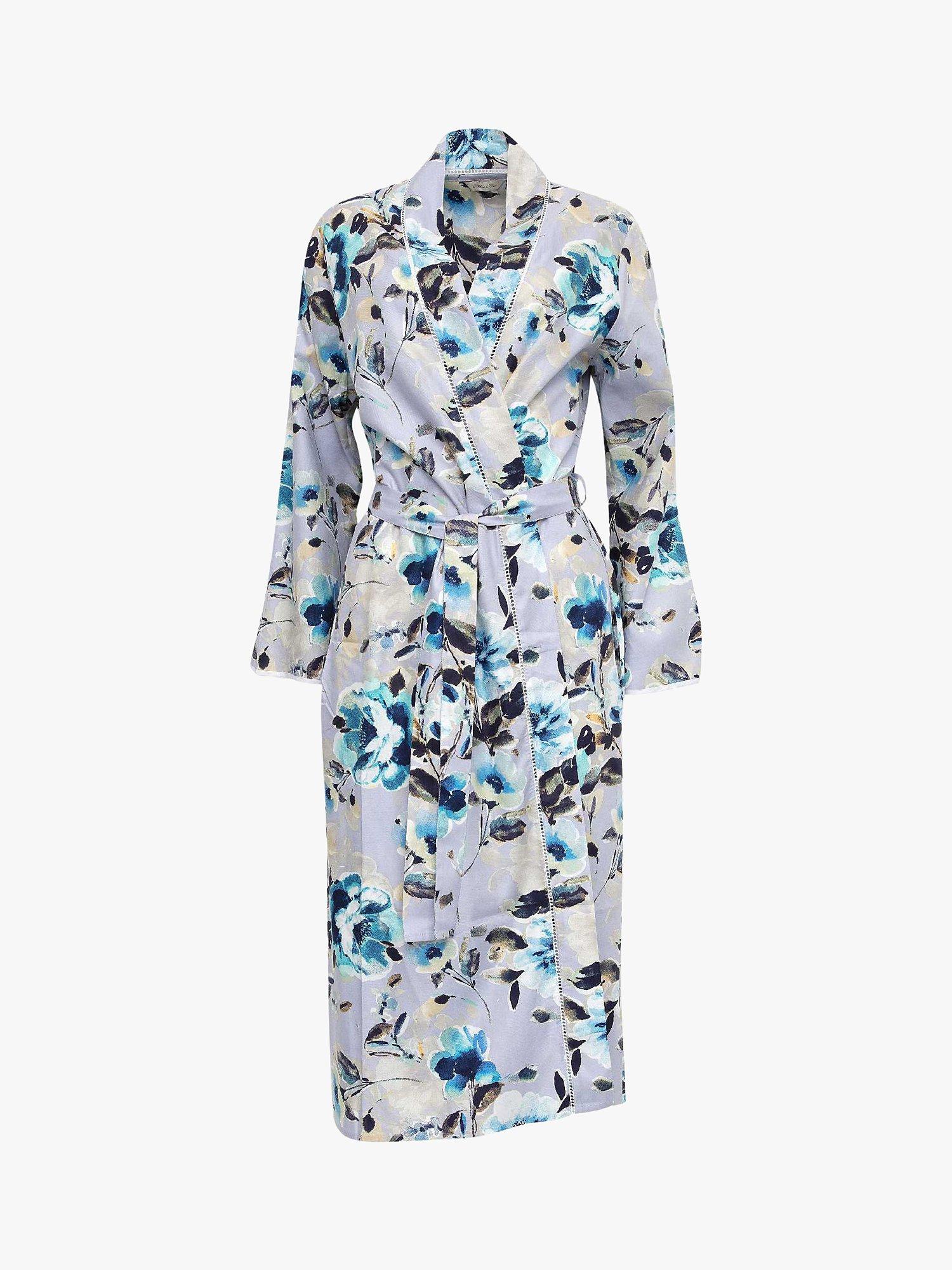 Product image 1 of 1, which shows Nora Rose by Cyberjammies Maeve Floral Print Dressing Gown, Grey Multi, 8