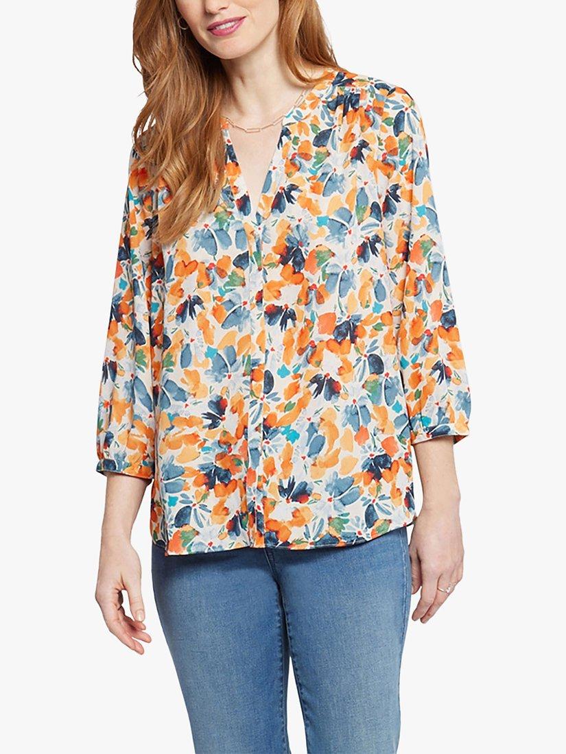 NYDJ Floral Pintuck Blouse, Cottage Pond