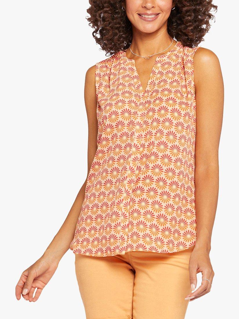 NYDJ Retro Floral Sleeveless Pintuck Blouse
