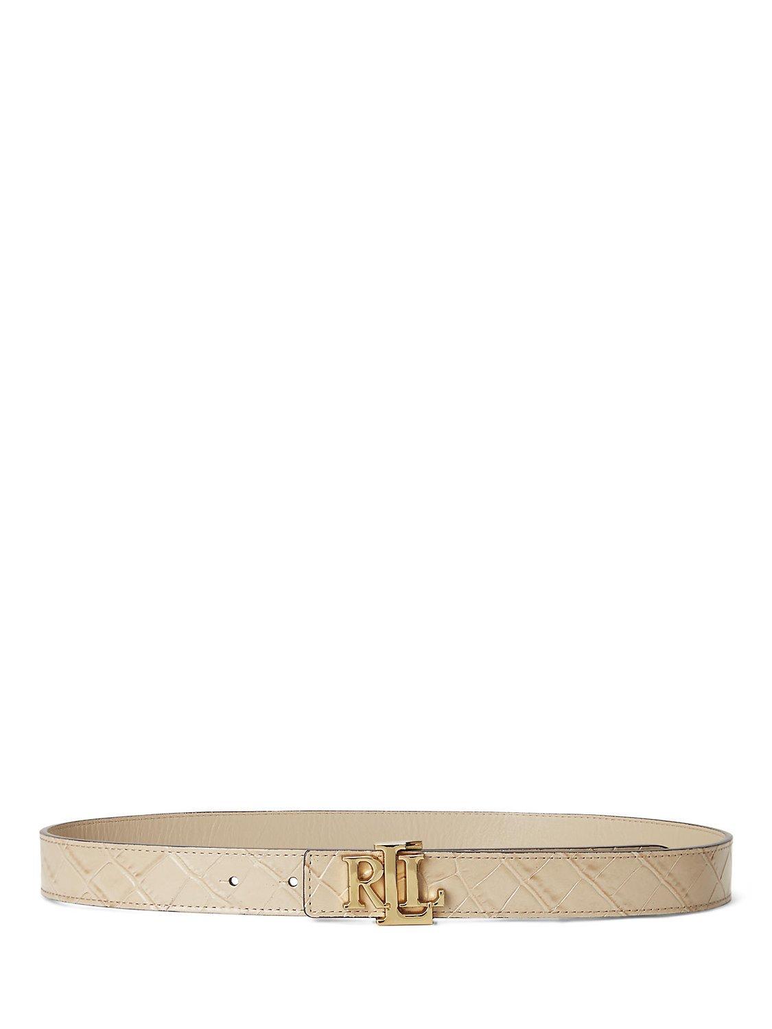 Lauren Ralph Lauren Reversible Textured Skinny Leather Belt, Birch Tan