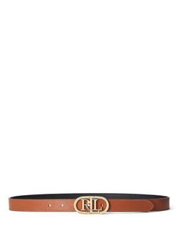 Lauren Ralph Lauren Oval Reversible Leather Belt, Black/Tan, Black/Tan