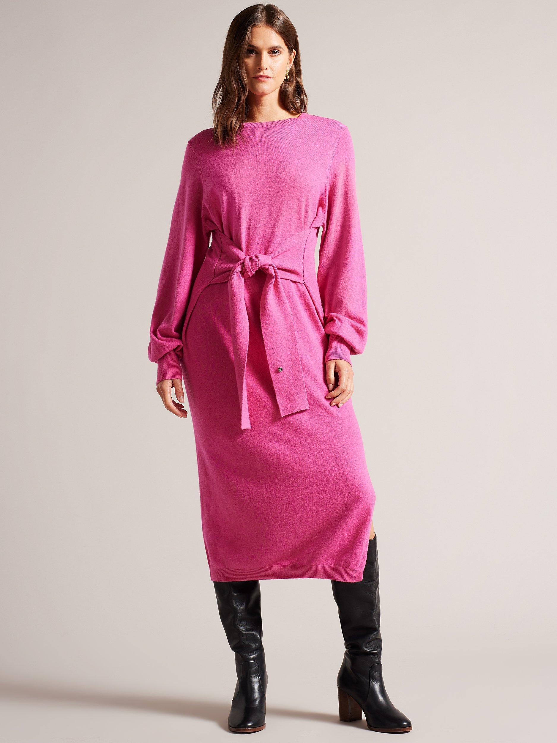 Ted Baker Essya Slouchy Tie Front Knit Midi Dress