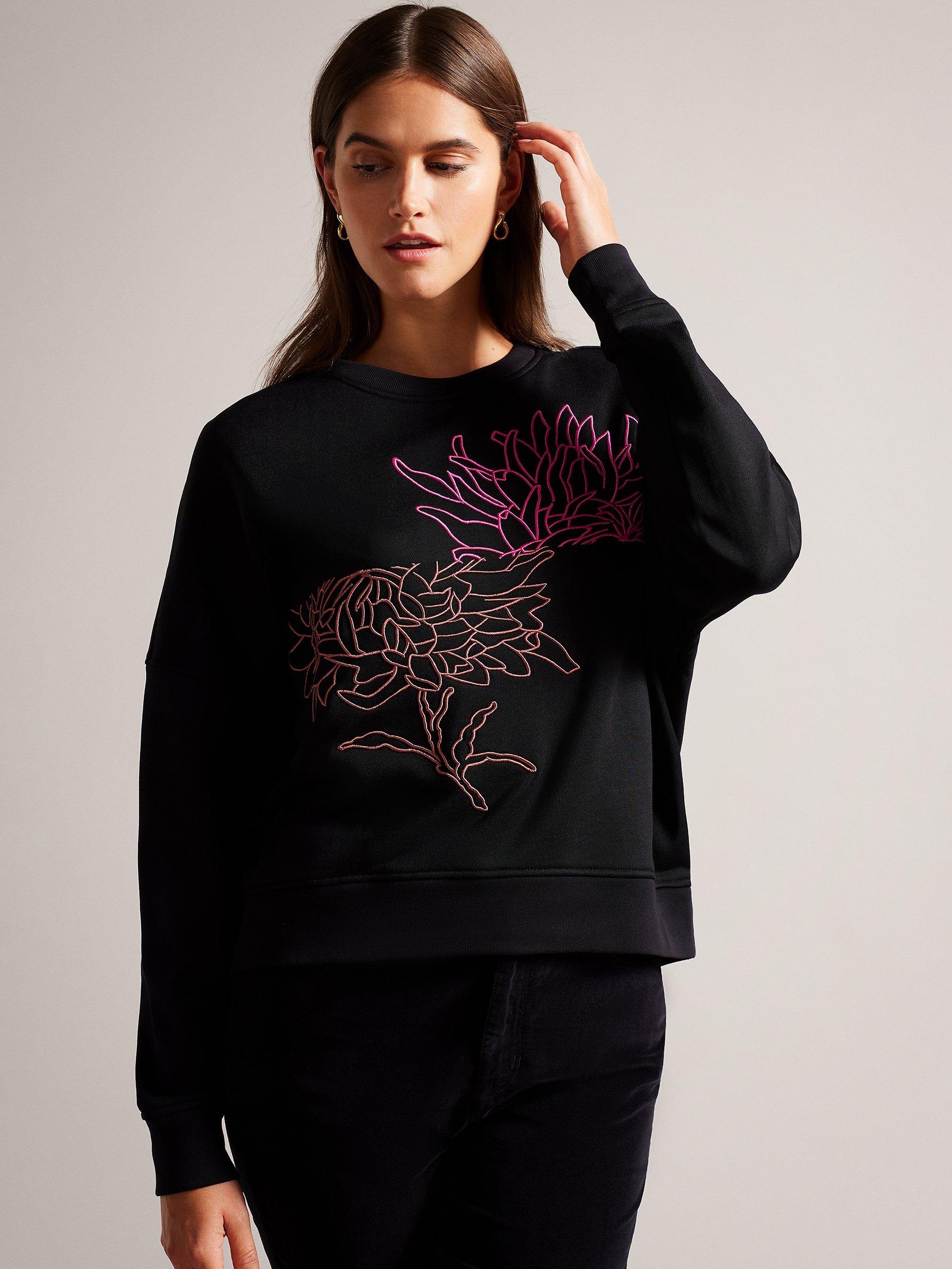 Ted Baker Genno Graphic Flower Sweatshirt, Black