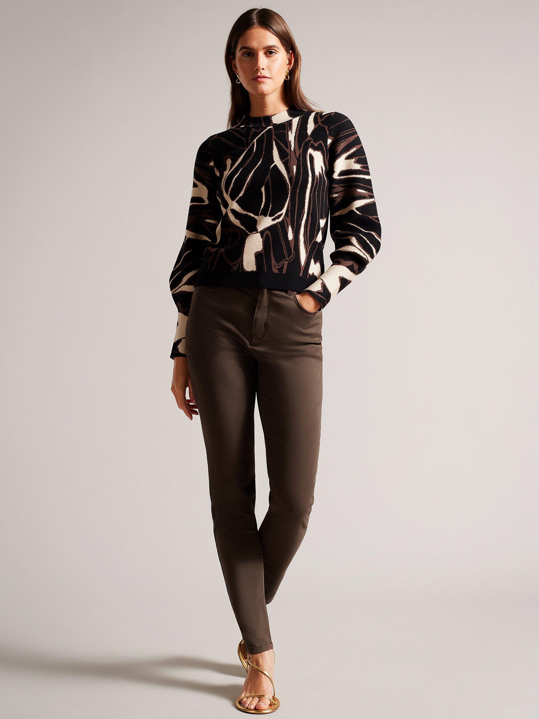Ted Baker Sophaa Skinny Leg Sateen Trousers, Dark Brown