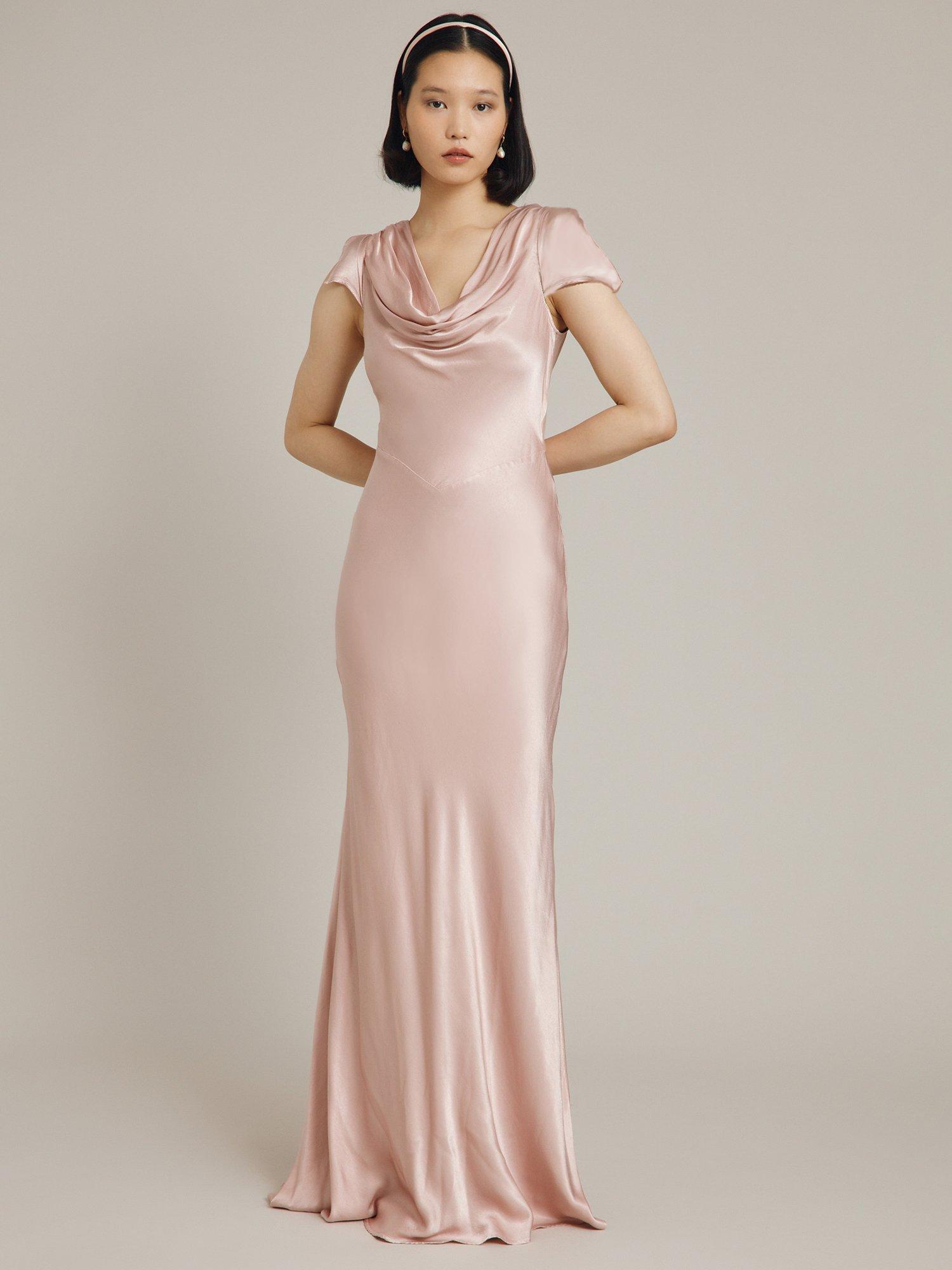 Ghost Ava Satin Maxi Dress Boudoir Pink