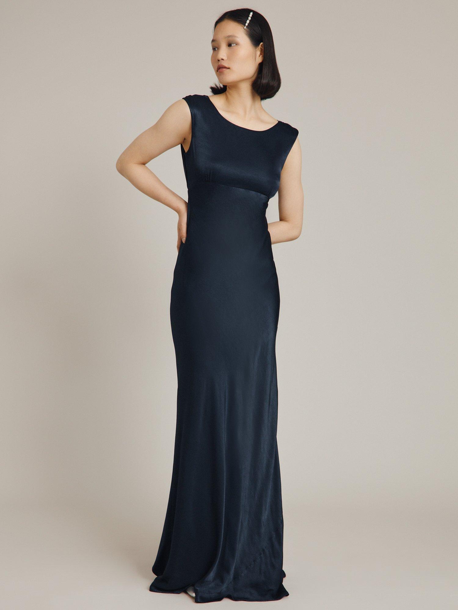 Ghost Olivia Satin Maxi Dress, Navy