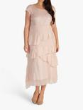 chesca Tiered Midi Dress, Champagne Rosé