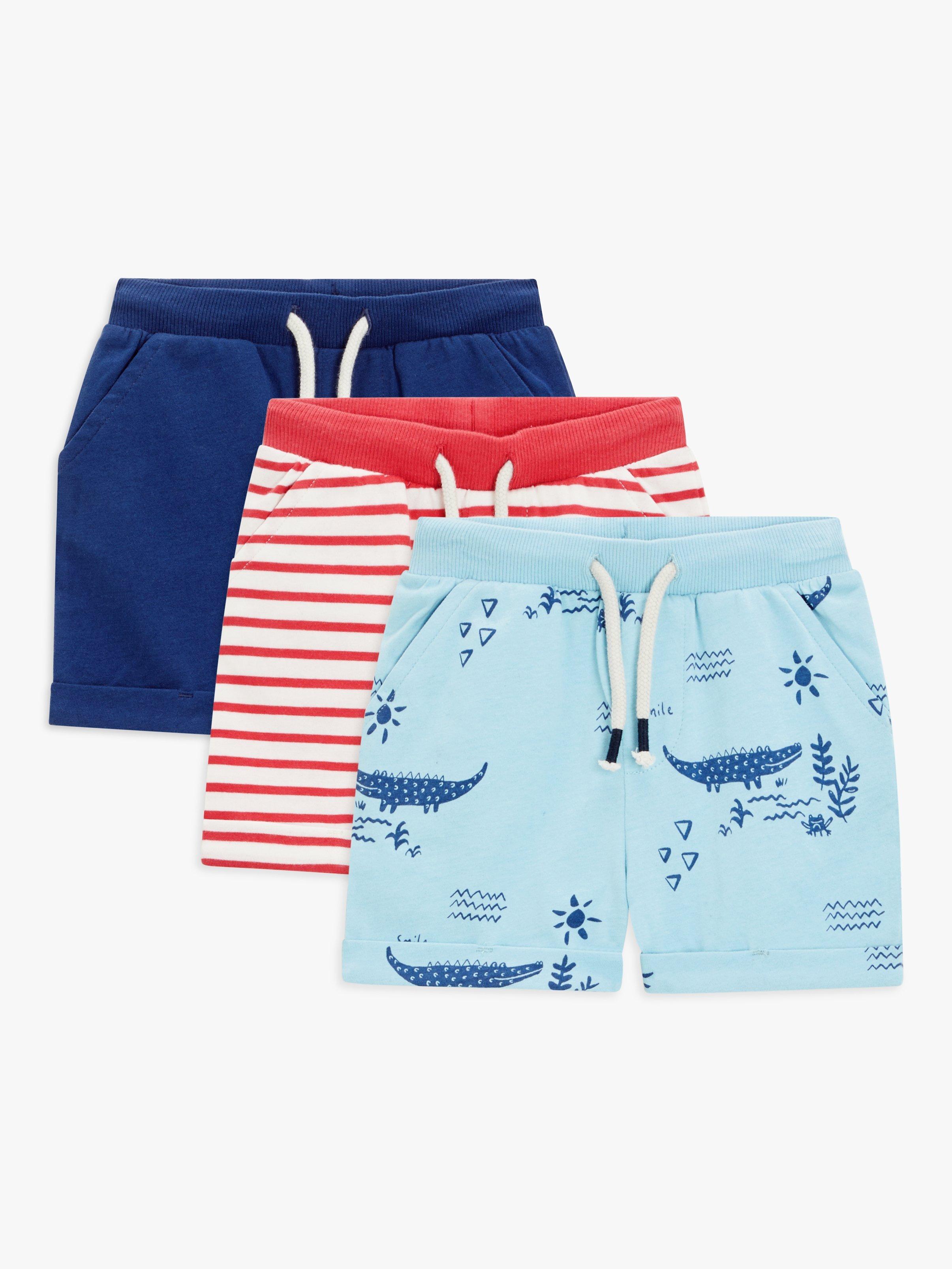 John Lewis Baby Crocodile Stripe Mix Shorts, Pack of 3, Multi
