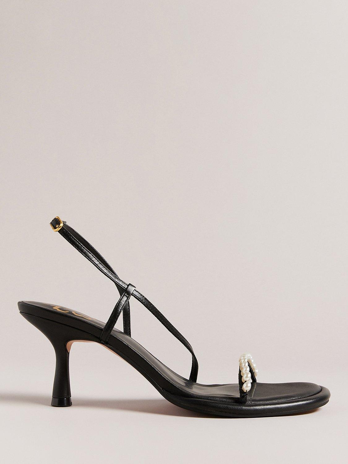 Ted Baker Mypearl Leather Faux Pearl Strappy Sandals, Black