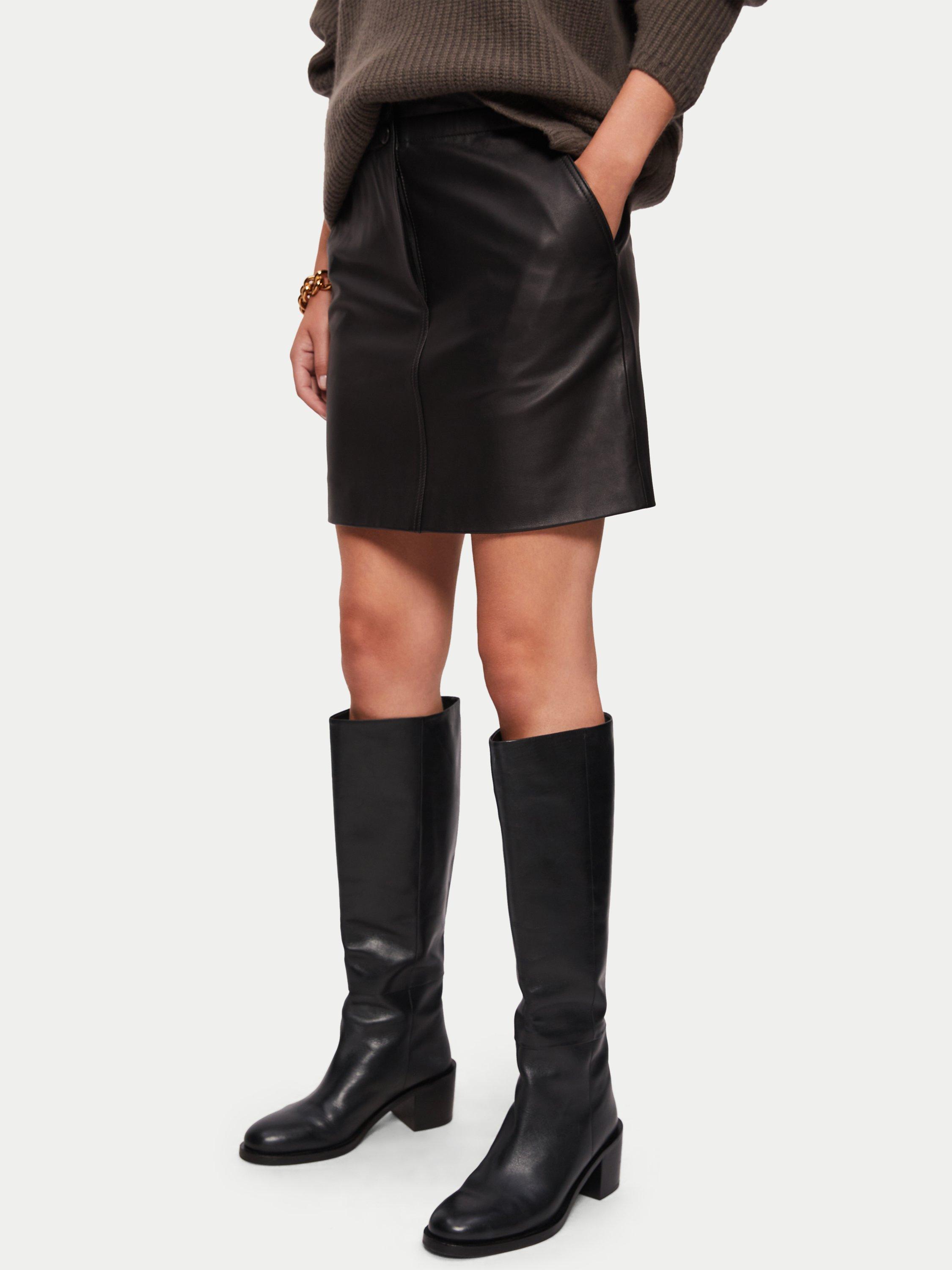 Jigsaw Talley Knee High Leather Boots, Black