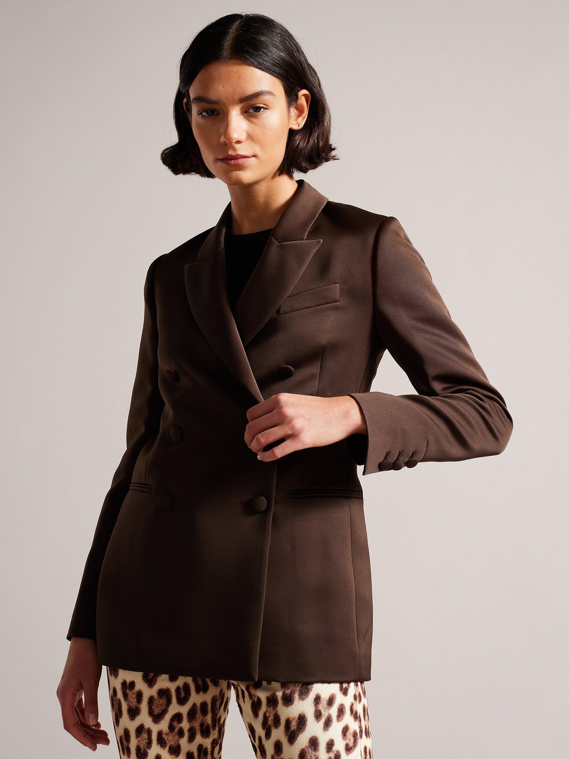 Ted Baker Seraph Satin Blazer, Dark Brown
