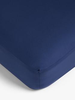 John Lewis Pure Cotton Percale Fitted Sheet, Navy