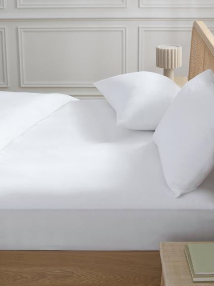 John Lewis Pure Cotton Percale Deep Fitted Sheet - view 2, White
