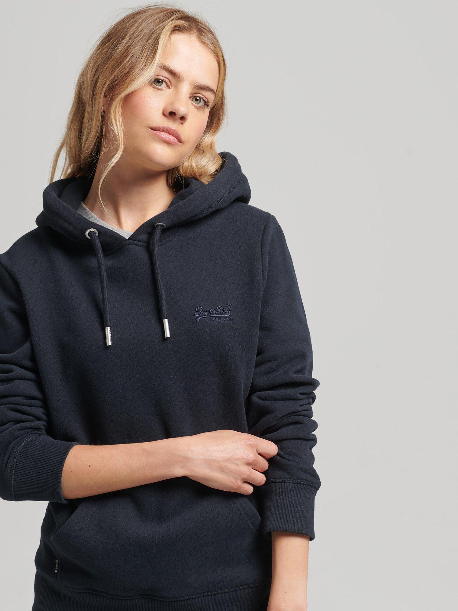 Superdry Organic Cotton Blend Essential Logo Hoodie, Eclipse Navy