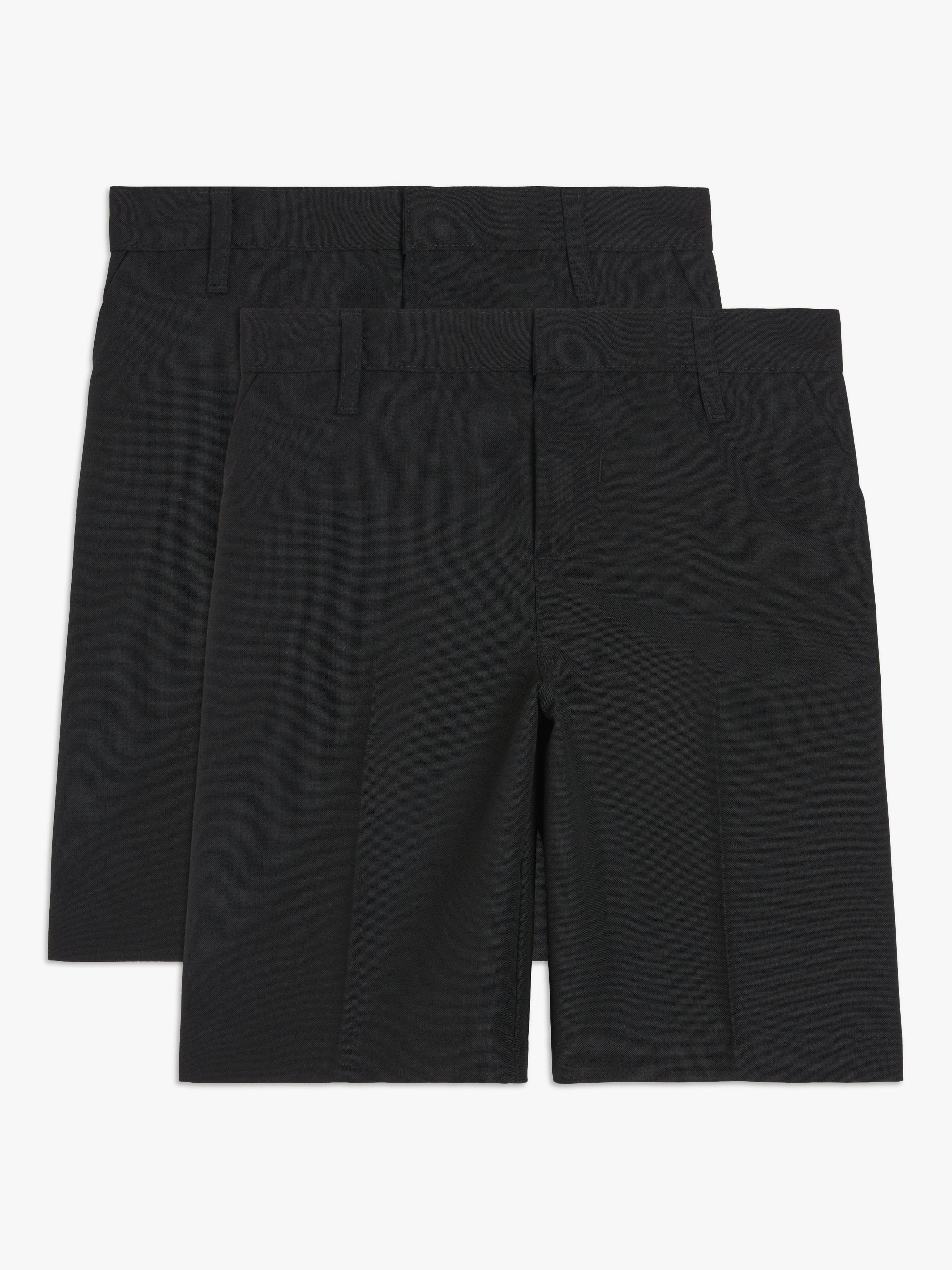 John Lewis ANYDAY Kids Adjustable Waist Stain Resistant School Shorts Pack of 2 Black
