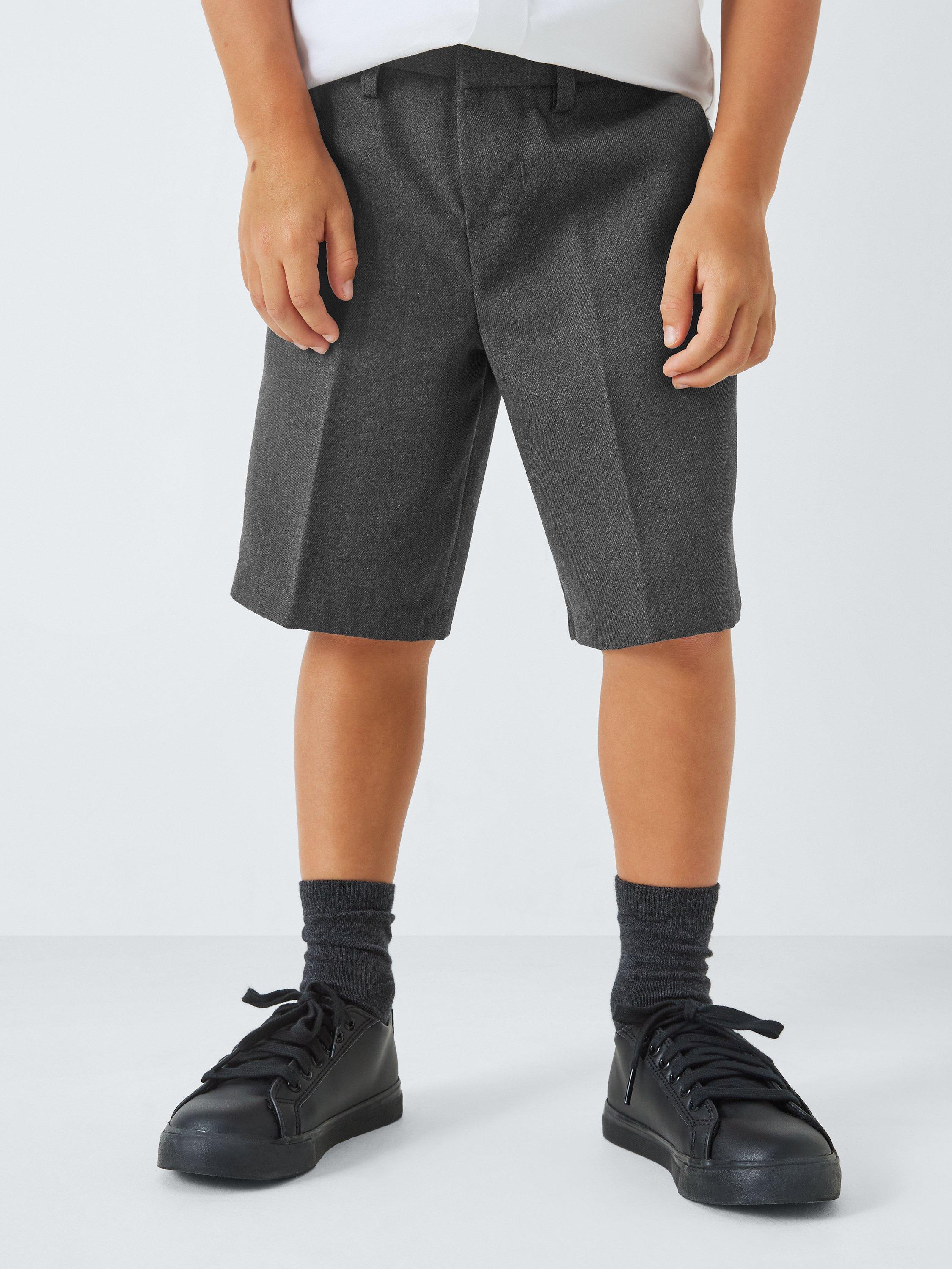 Product image 1 of 7, which shows John Lewis Boys' Adjustable Waist Cargo School Shorts, Grey, 13 years