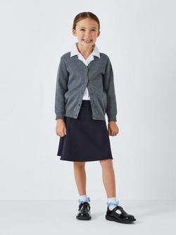 John Lewis Girls' Adjustable Waist A-Line School Skirt, Blue Navy - view 2, Blue Navy