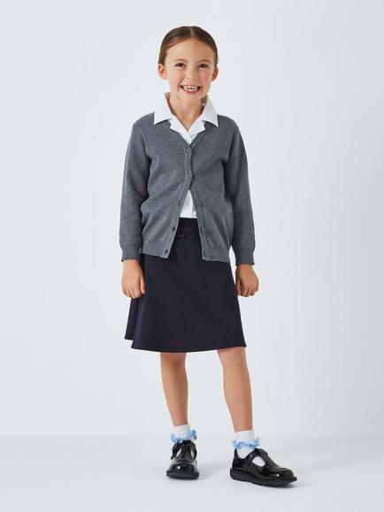 John Lewis Girls' Adjustable Waist A-Line School Skirt - view 2, Blue Navy