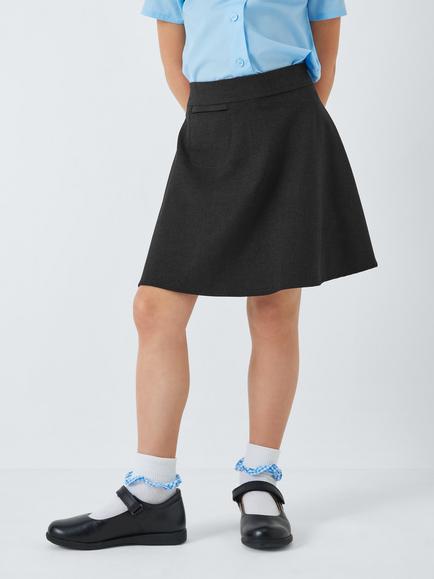 John Lewis Girls' Adjustable Waist A-Line School Skirt, Grey Mid