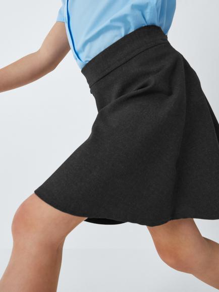 John Lewis Girls' Adjustable Waist A-Line School Skirt - view 2, Grey Mid
