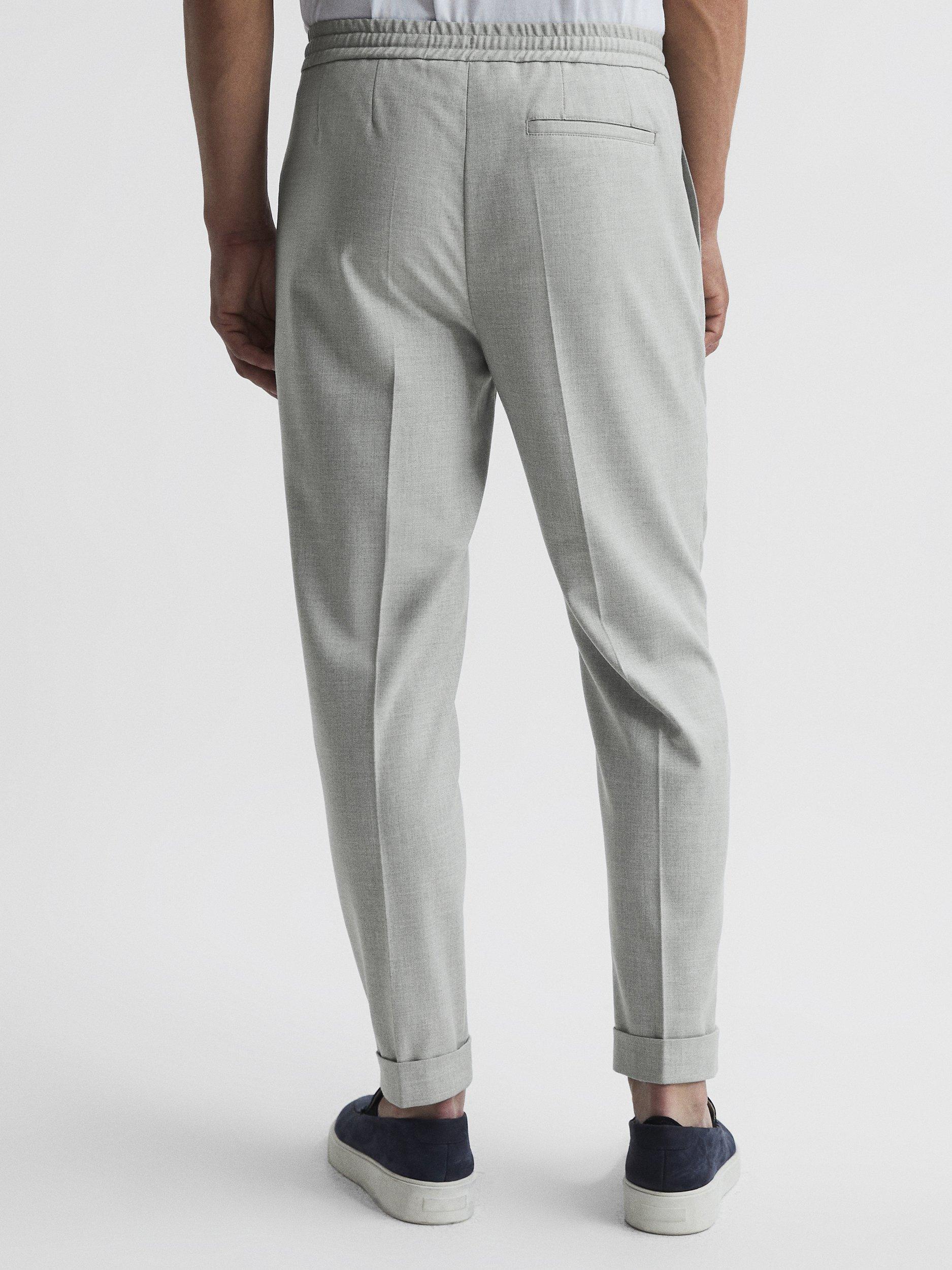 Product image 2 of 5, which shows Reiss Brighton Pleated Slim Trousers, Soft Grey, 36R