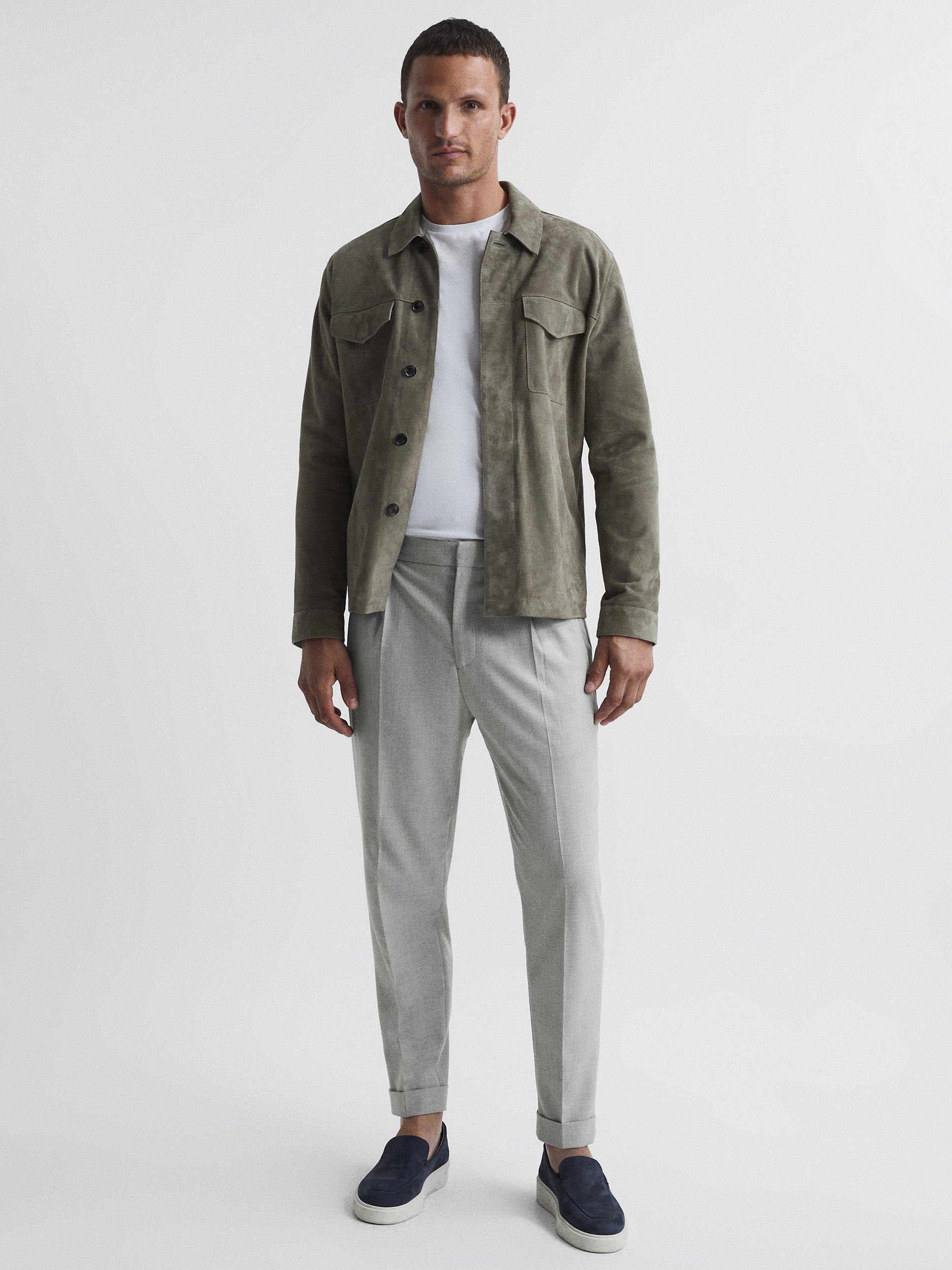 Product image 4 of 5, which shows Reiss Brighton Pleated Slim Trousers, Soft Grey, 36R