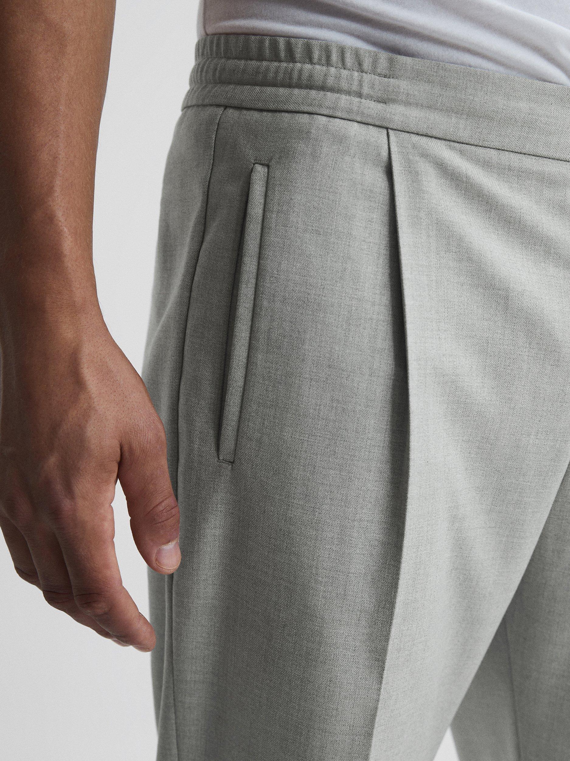 Product image 5 of 5, which shows Reiss Brighton Pleated Slim Trousers, Soft Grey, 36R