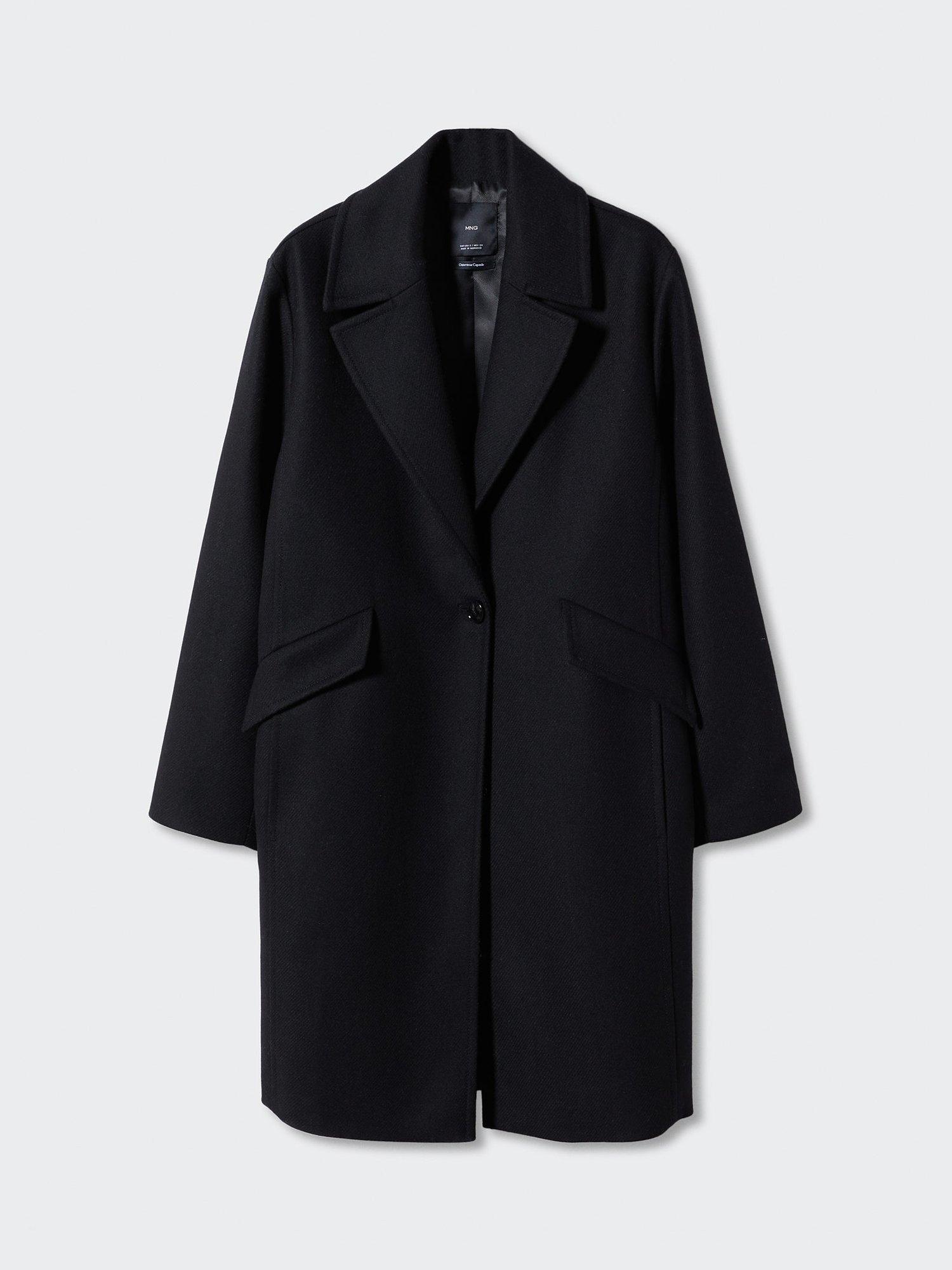 Mango Jiraf  Wool Blend Coat, Black