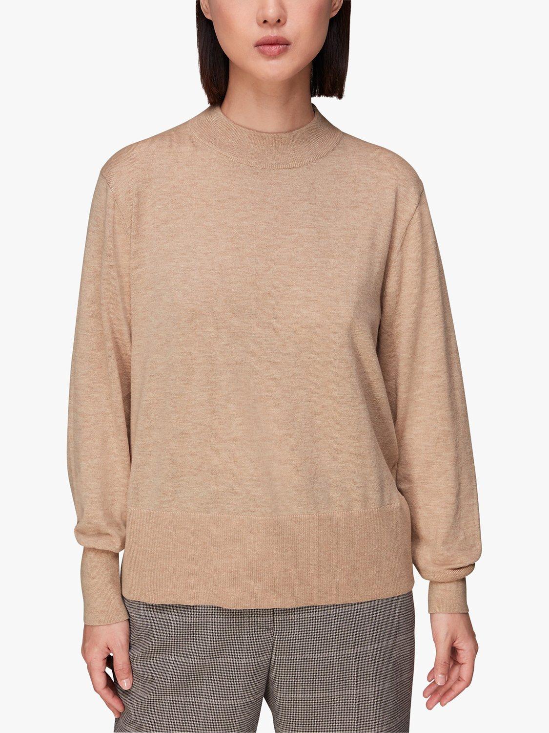 Whistles Mae High Neck Cotton Jumper, Neutral