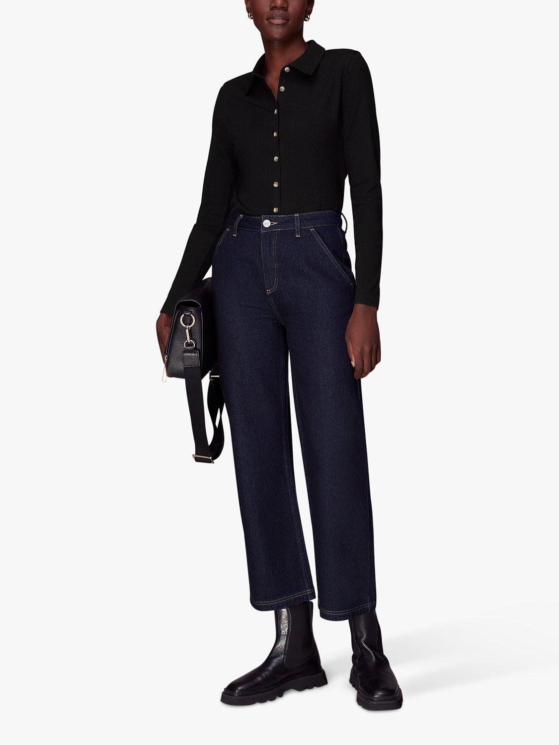 Whistles Ribbed Fitted Shirt, Black