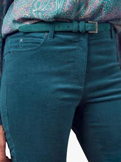 Pure Collection Washed Velvet Jeans - view 2, Teal