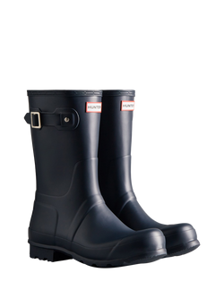 Hunter Original Short Side Adjustable Wellington Boots - view 2, Navy