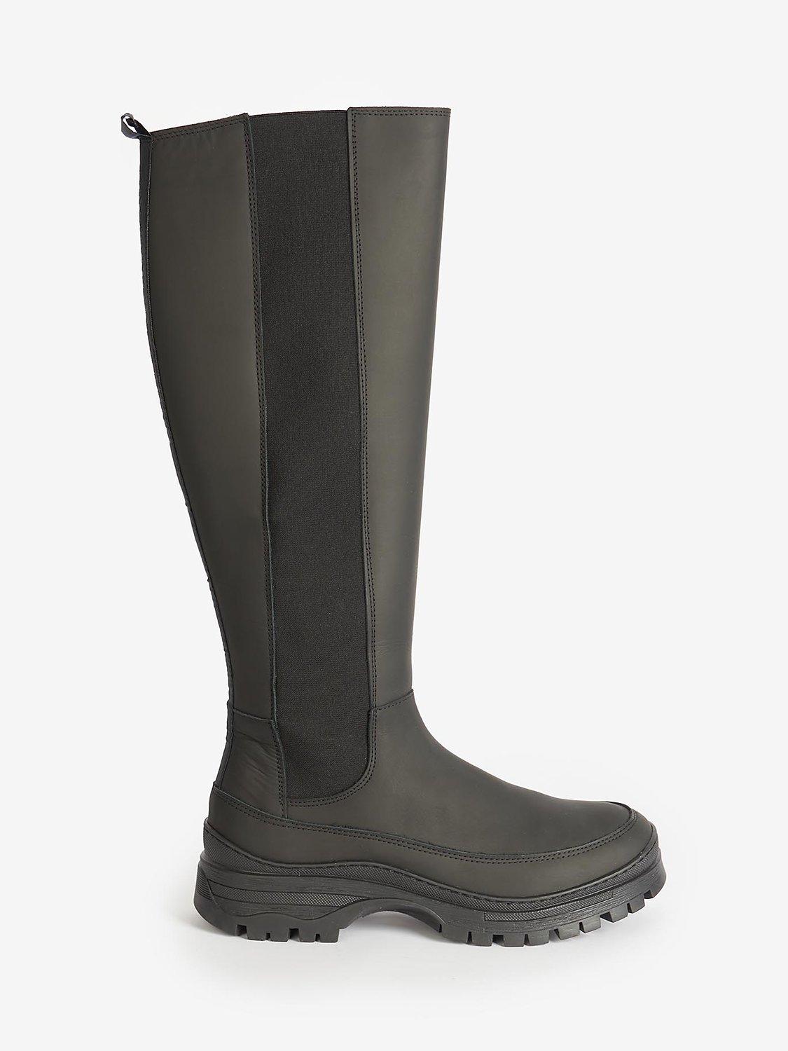 Barbour International Podium Leather Long Boots, Black