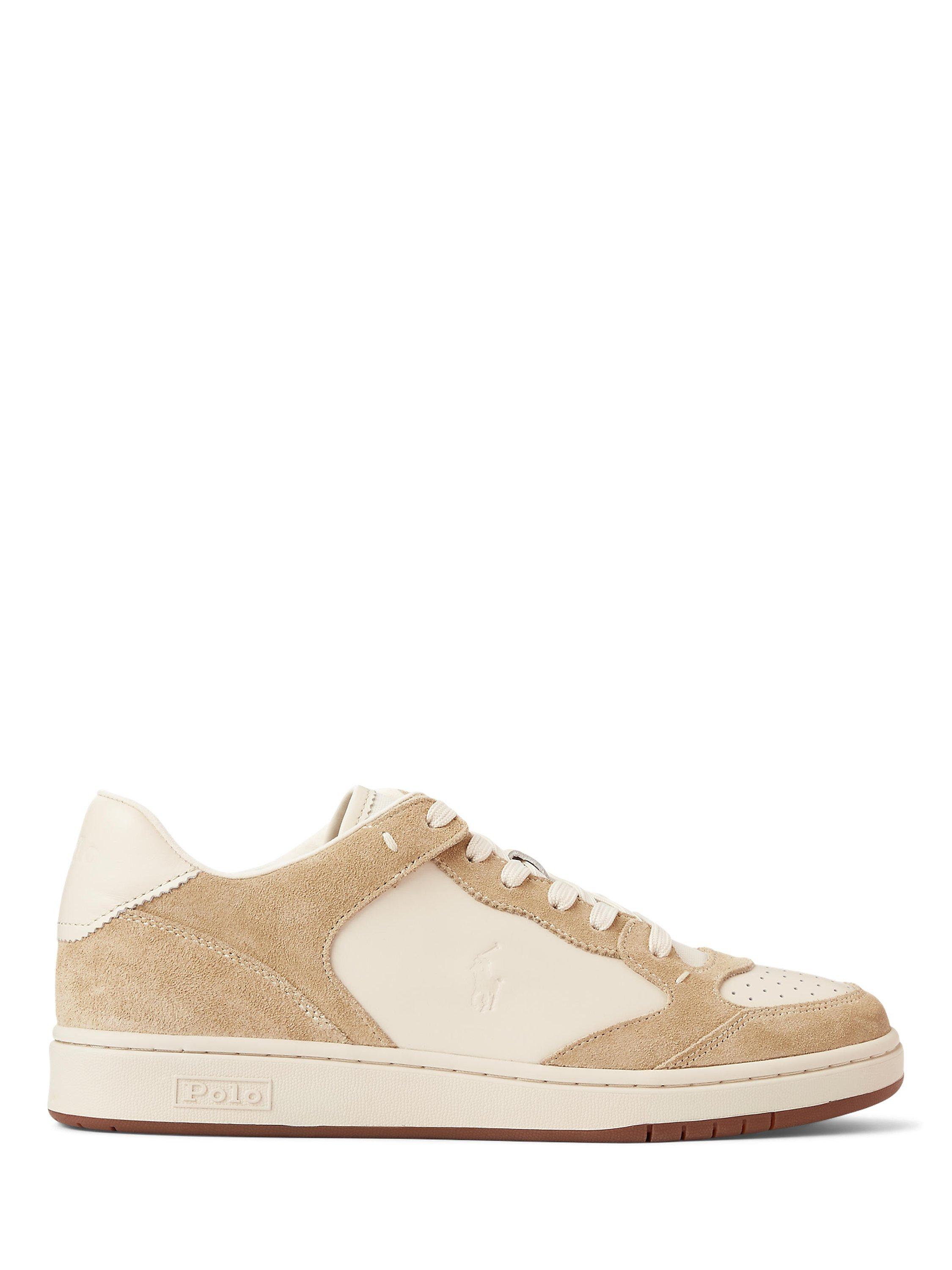 Polo Ralph Lauren Court Luxe Suede Trainers, Bone