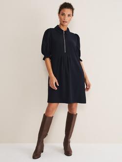 Phase Eight Candice Zip Neck Shirt Dress - view 2, Navy