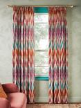 Matthew Williamson Zig Zag Pair Lined Pencil Pleat Curtains, Berry, Berry