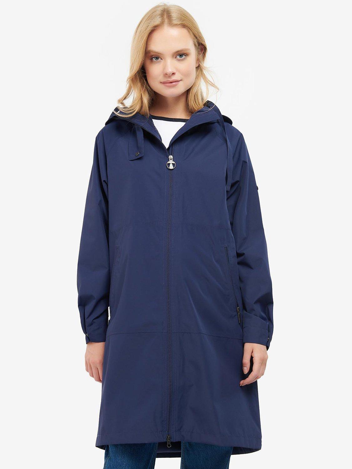 Barbour Ezili Plain Long Waterproof Jacket, Eternal Ink