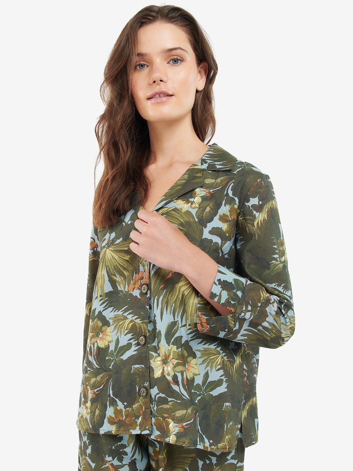 Barbour House of Hackney Lauriston Palm Print Shirt, Limerence/Sky