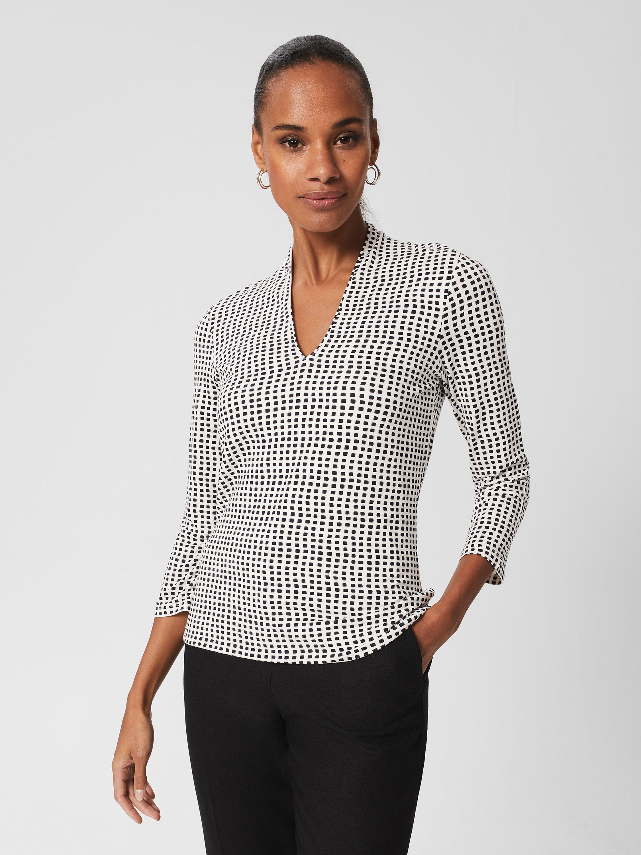 Hobbs Aimee Print Top, Ivory/Navy Square