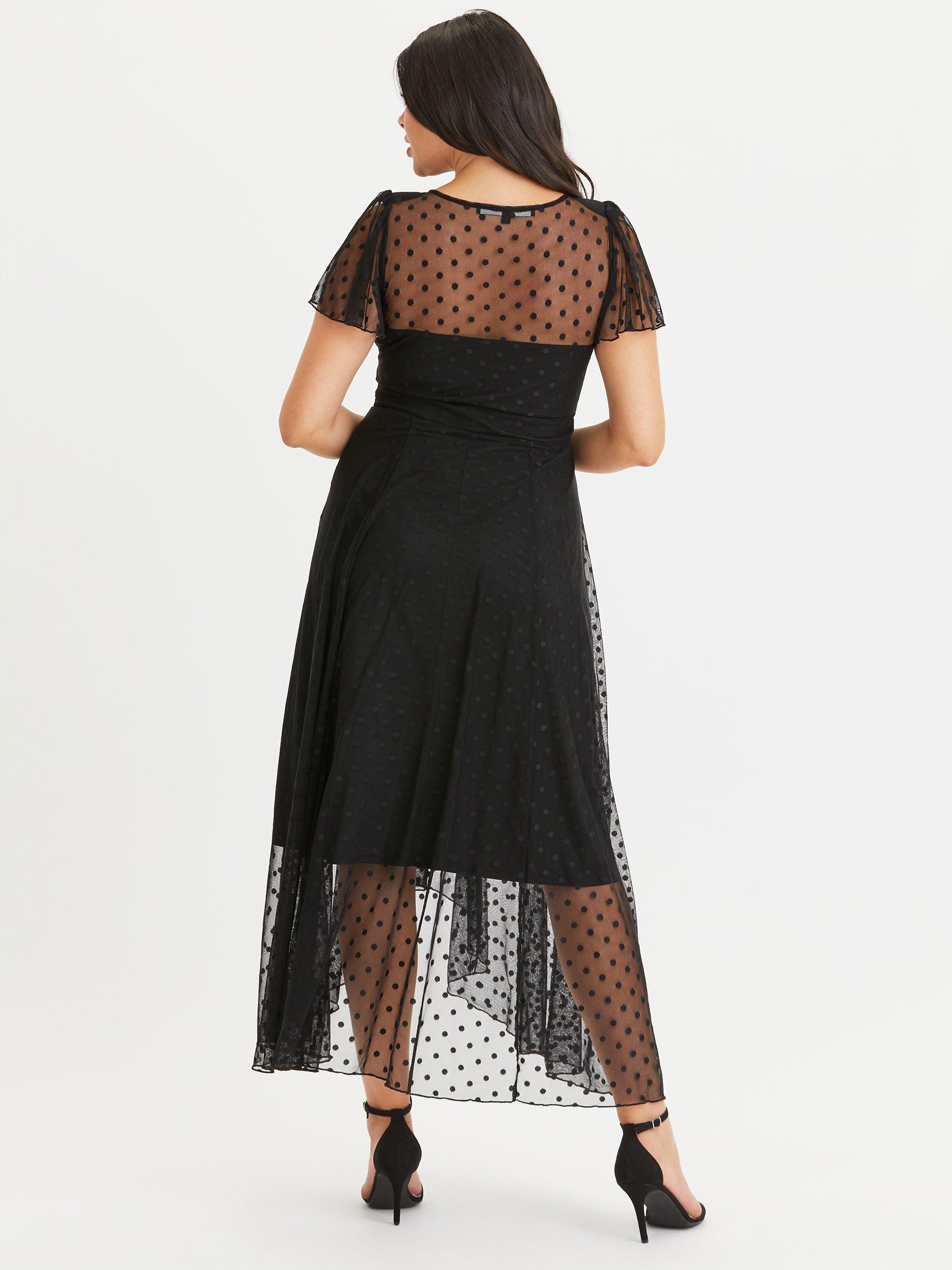Product image 2 of 4, which shows Scarlett & Jo Doby Polka Dot Midi Dress, Black Doby, 12