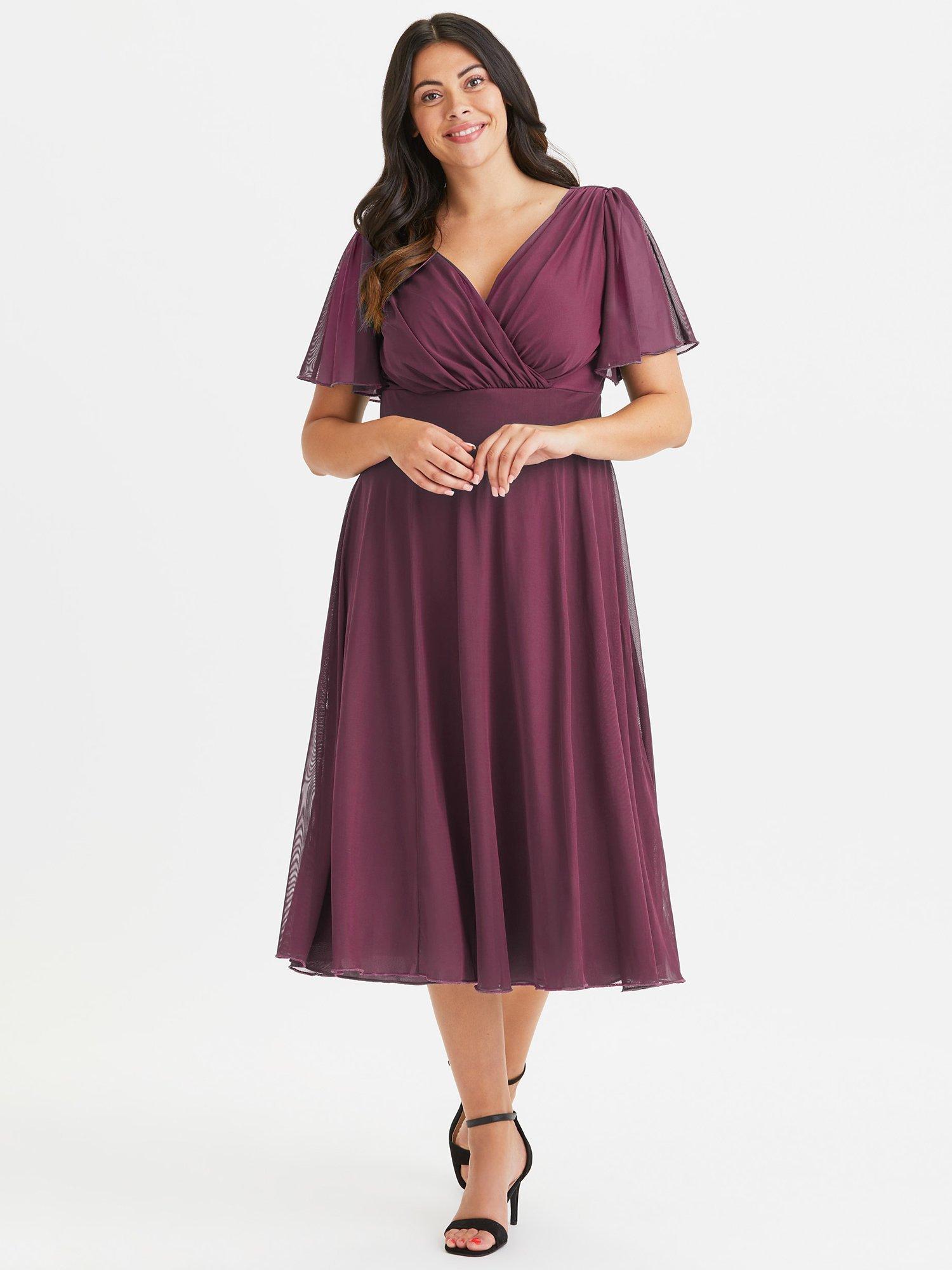 Product image 1 of 4, which shows Scarlett & Jo Victoria Midi Dress, Wine, 26