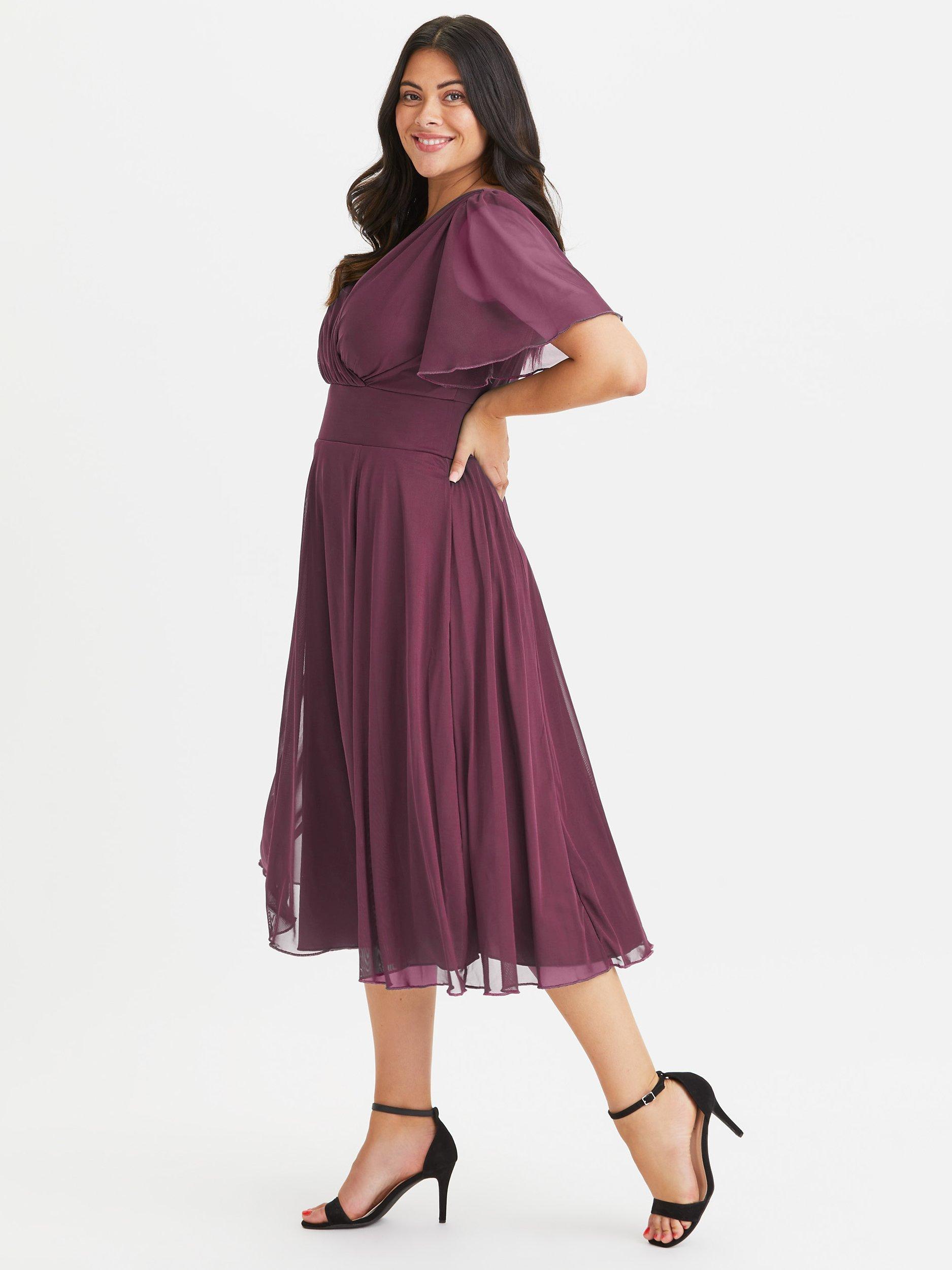 Product image 3 of 4, which shows Scarlett & Jo Victoria Midi Dress, Wine, 26
