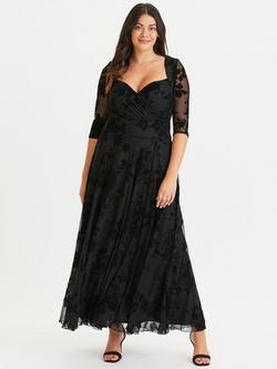 Scarlett & Jo Floral Velvet Dress, Black Floral, Black Floral