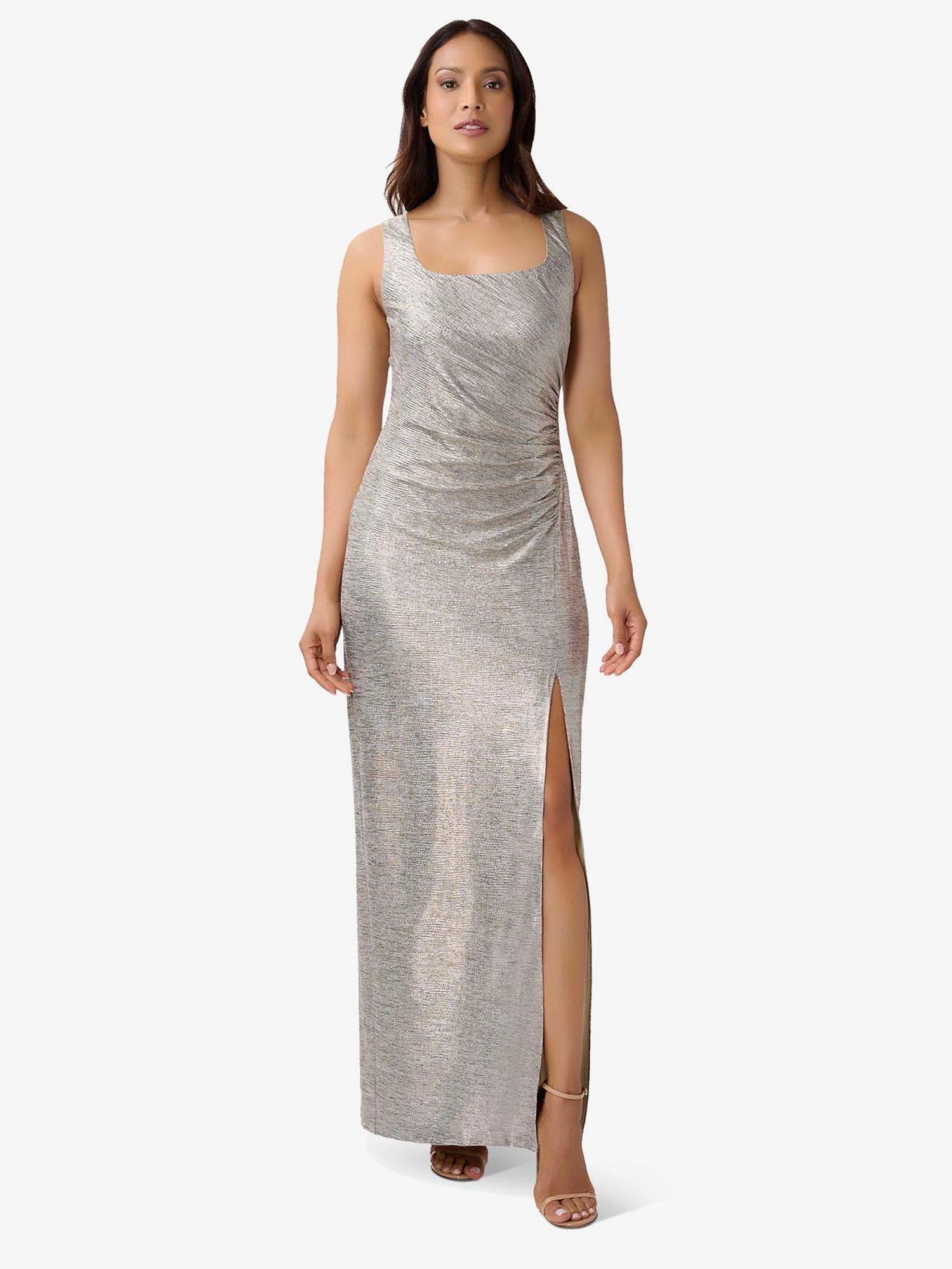 Adrianna Papell Foil Jersey Maxi Dress, Gold