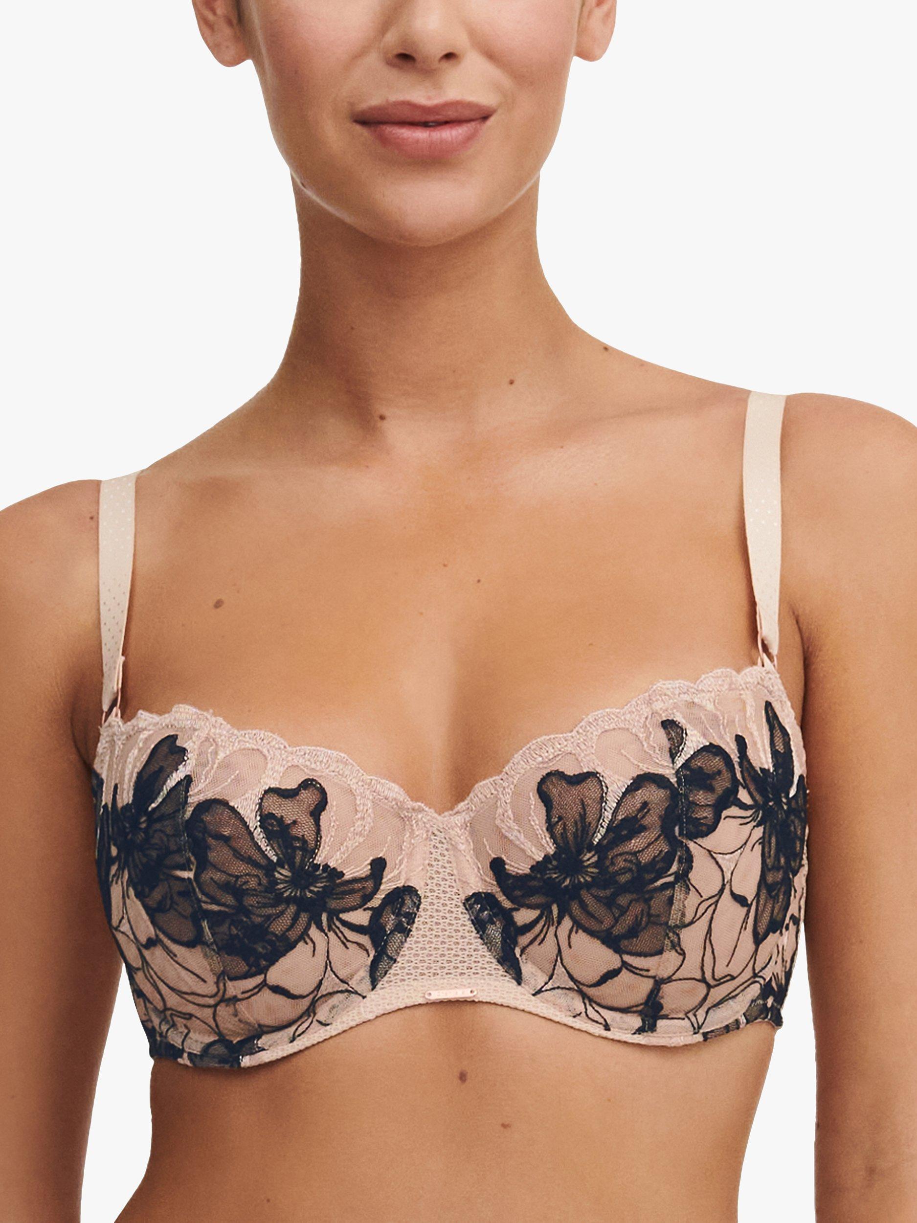 Chantelle Fleur Signature Half Cup Balcony Bra, Gold/Black