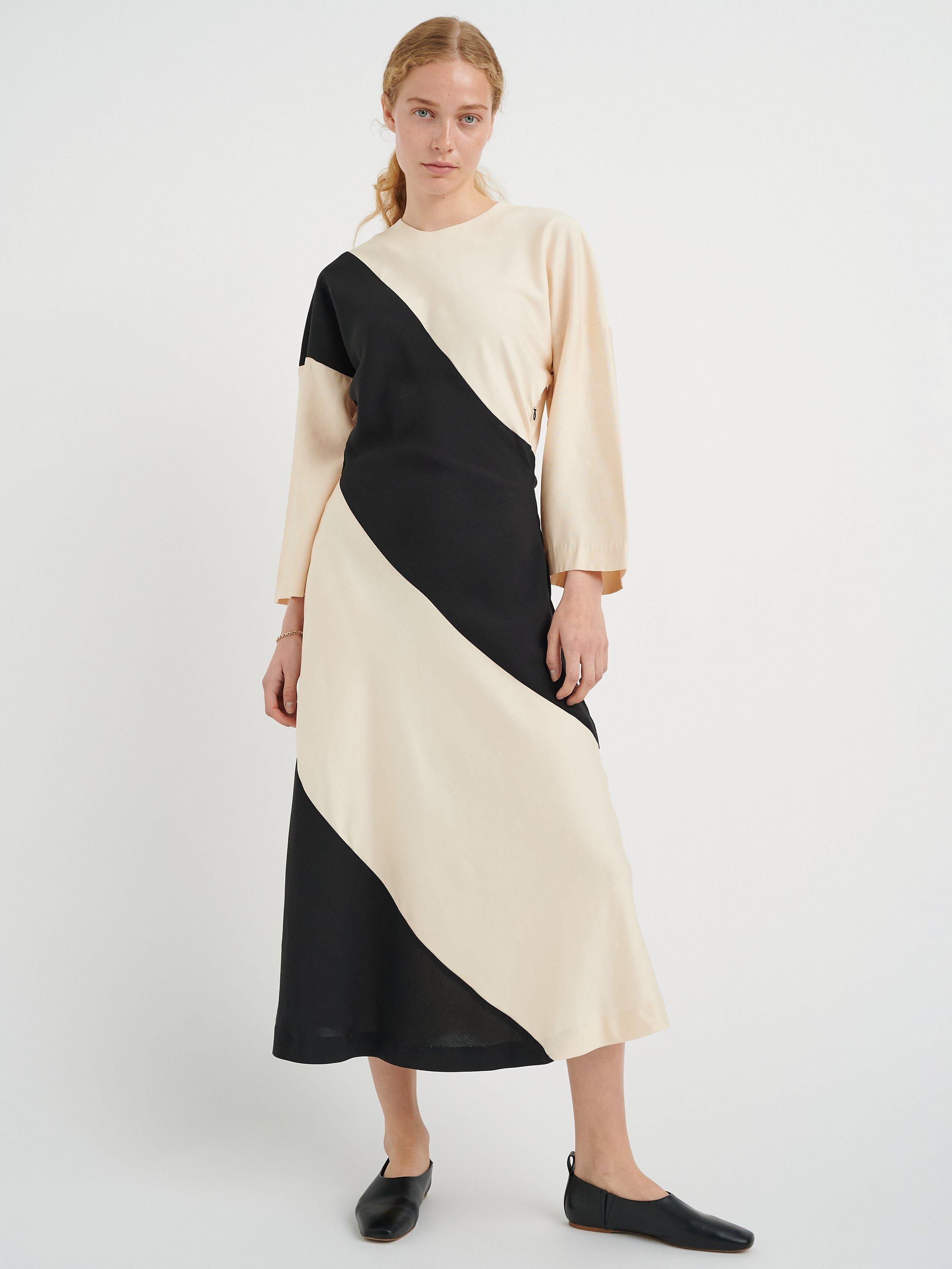 InWear Sharla Diagonal Stripe Maxi Dress, Black/Eggshell, 12