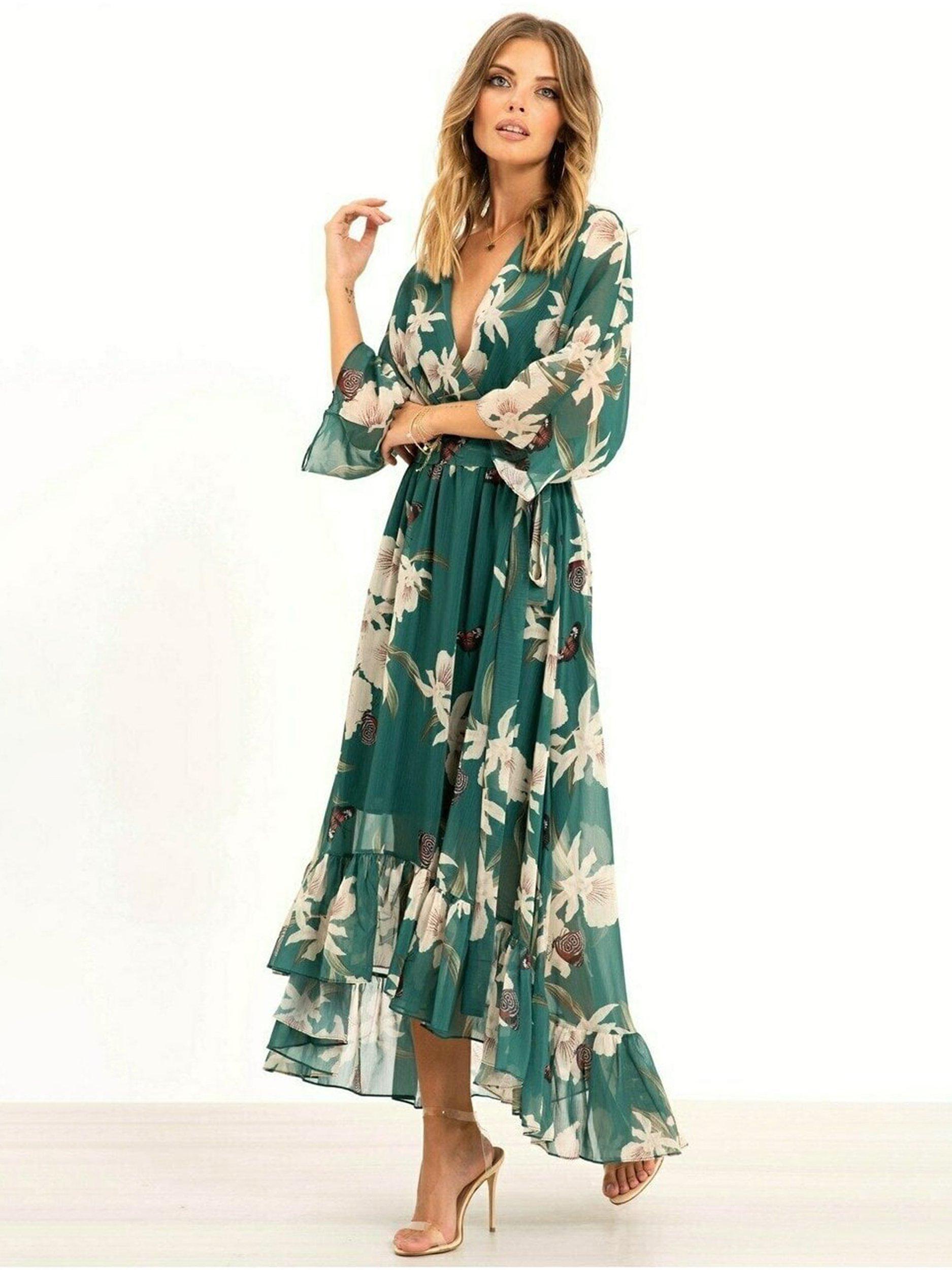 Boohoo kimono sleeve midi dress in mixed stripe and floral print best sale